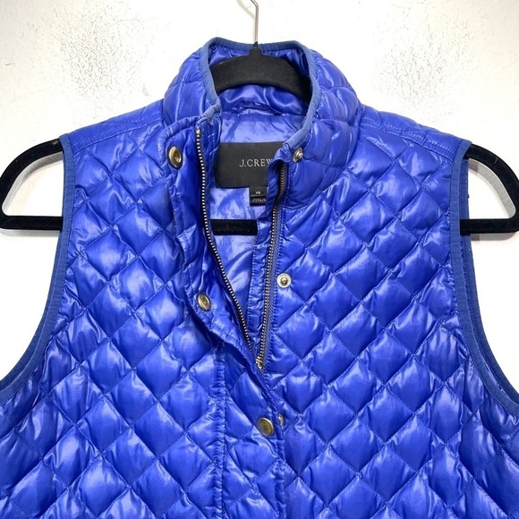 J Crew Shiny Quilted Field Puffer Down Vest C9300 Blue XS P636 - Picture 4 of 9